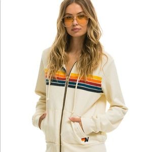 Aviator Nation 5 stripe zip up hoodie